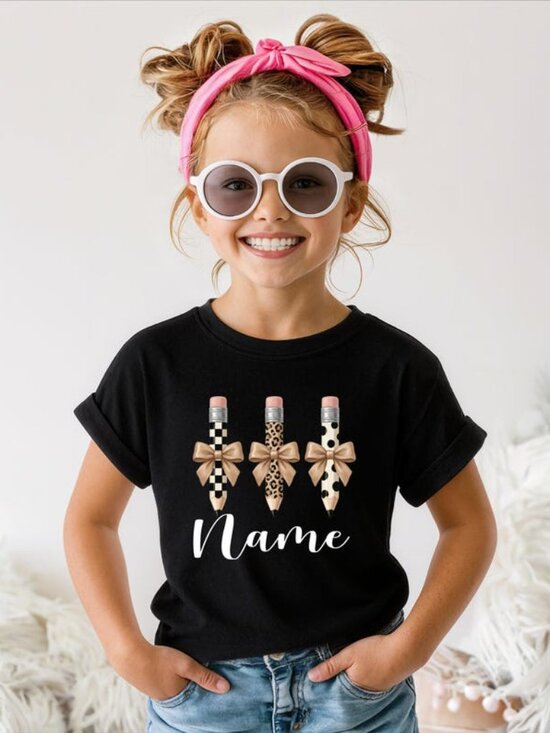 Tops - Personalized First Day of School Shirt, Custom Name Pencil Tee